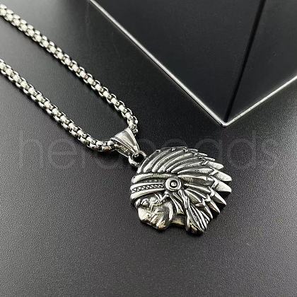 Stylish Punk Necklace Retro Native American Stainless Steel Pendant for Men RD0564-1