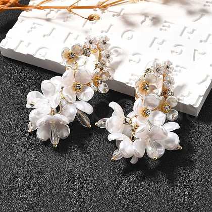 Alloy & 925 Sterling Silver & Acrylic Dangle Stud Earrings EJEW-Q013-07A-1