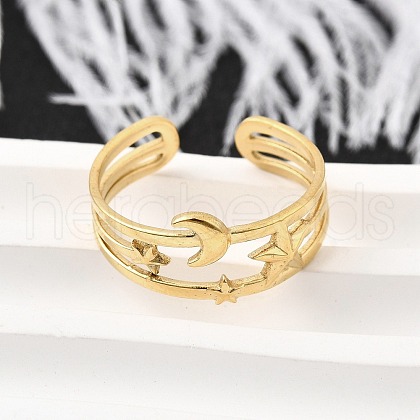 304 Stainless Steel Adjustable Open Cuff Rings for Women RJEW-U062-01C-G-1