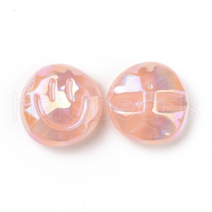 Rainbow Iridescent Plating Acrylic Beads OACR-A010-05A-1