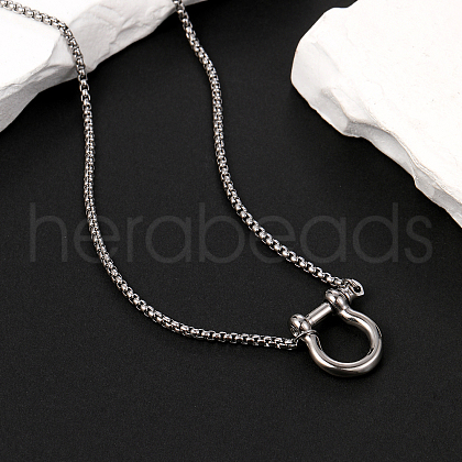 Stainless Steel Horseshoe Pendant Men's Necklaces DB4490-2-1