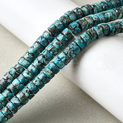 Synthetic Silver Line Turquoise Beads Strands G-L617-F03-3x6mm-1