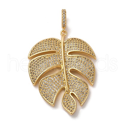 Brass Micro Pave Cubic Zirconia Pendants KK-U076-07G-1
