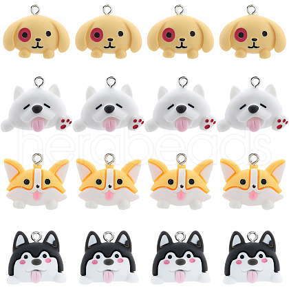 SUNNYCLUE 40Pcs 4 Styles Cartoon Opaque Resin Pendants RESI-SC0003-49-1