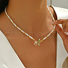 Brass Enamel Flower Pendant Necklaces UR3689-2-2