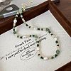 Synthetic Malachite & Natural  Green Aventurine & Plastic Pearl Beaded Necklaces for Women FS-WG716FC-01-2