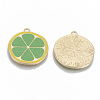 Light Gold Plated Alloy Enamel Pendants X-ENAM-T011-01KC-RS-2