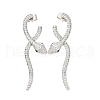 Snake Brass Cubic Zirconia Dangle Stud Earrings for Women EJEW-F367-01A-P-2