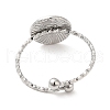 304 Stainless Steel Flat Round Open Cuff Ring for Women RJEW-M149-14P-2
