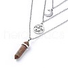 Bullet Natural Unakite Pendant Tiered Necklaces NJEW-JN02457-02-2