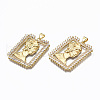 Brass Micro Pave Clear Cubic Zirconia Pendants ZIRC-S067-039-NR-3