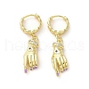 Palm with Horse Eye Real 18K Gold Plated Brass Dangle Hoop Earrings EJEW-Q797-21G-05-1