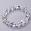 Faceted Natural Quartz Crystal Stretch Beaded Bracelets BJEW-H543-C10-1