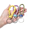 10Pcs 10 Colors PU Leather Knitting Keychains KEYC-YW0001-21-5