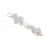 Natural Aquamarine Chip & Natural Cultured Freshwater Pearl Rice Beaded Connector Charms PALLOY-JF03707-08-3