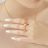 Elegant Brass Pave Clear Cubic Zirconia Iris Flower Key Pendant Necklaces HJ7231-5