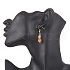 Round Natural Carnelian Dangle Earrings EJEW-JE06469-3
