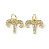 Real 18K Gold Plated Brass Micro Pave Clear Cubic Zirconia Charms KK-E068-VB411-1-2