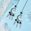 Moon with Feather Alloy Pendant Decorations HJEW-JM02298-01-2