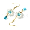 Mother's Day Jewellery Shell Pearl with Glass Dangle Earring EJEW-JE05931-02-4