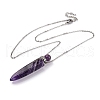 Natural Amethyst Bullet Shaped Perfume Bottle Pendant Necklaces G-B089-02P-08-2