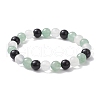 Natural Green Aventurine & Selenite & Eyeless Obsidian Round Beaded Stretch Bracelets BJEW-JB10114-01-1