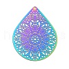 201 Stainless Steel Etched Metal Embellishments Pendants STAS-K257-42MC-1