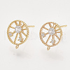 Brass Cubic Zirconia Stud Earring Findings KK-T048-014G-NF-1