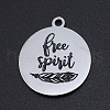 Non-Tarnish 201 Stainless Steel Etched Pendants STAS-N090-JN803-1