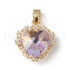 Real 18K Gold Plated Rack Plating Brass Micro Pave Clear Cubic Zirconia Pendants KK-C015-05G-03-1