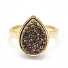 Electroplate Natural Druzy Quartz Crystal Finger Rings RJEW-I055-05G-RS-2