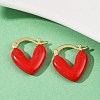 Brass Enamel Hoop Earrings EJEW-R032-05G-2
