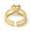 Heart Brass Micro Pave Cubic Zirconia Open Cuff Ring for Women RJEW-F154-03G-B-4