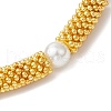 Snowflake Alloy Spacer and Glass Pearl Beaded Stretch Bracelets for Women BJEW-JB11803-03-4