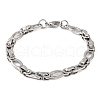 Tarnish Resistant 201 Stainless Steel Hollow Oval Byzantine Chain Bracelets BJEW-B078-102P-1
