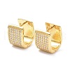 Brass Micro Pave Cubic Zirconia Hoop Earrings ZIRC-P090-04G-1