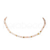 Round Shell Pearl & Natural Pink Aventurine Heishi Beaded Necklaces NJEW-JN05300-03-3