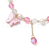 Frosted Dyed Synthetic Moonstone & Shell Pearl Round Beads Stretch Bracelets BJEW-JB11822-04-3