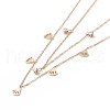 Double Chains Multi Layered Necklaces with Clear Cubic Zirconia and Fan Charms NJEW-D296-02G-1