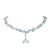 Natural & Synthetic Mixed Gemstone Chip & Imitaton Round Pearl Beaded Adjustable Necklaces NJEW-JN05227-3