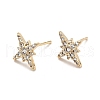 Clear Cubic Zirconia Star Stud Earrings EJEW-G297-17G-1