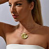 Elegant Brass Heart with Imitation Pearl Pendant Necklaces VG1155-1
