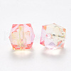 Two Tone Transparent Spray Painted Acrylic Beads X-ACRP-T005-26O-2