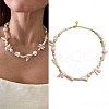 Mother's Day Jewellery Brass & Natural Baroque Pearl Keshi Pearl Beaded Necklaces for Women FS-WG8C333-04-1