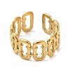 304 Stainless Steel Hollow Rectangle Open Cuff Rings for Women RJEW-D012-05G-2