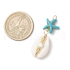 7Pcs 7 Styles Natural Cowrie Shell & Starfish Turtle Dyed Synthetic Turquoise Pendants PALLOY-JF03935-02-2