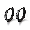 Ion Plating(IP) 316 Surgical Stainless Steel Pave Clear Cubic Zirconia Hoop Earrings Women EJEW-A109-01B-EB-1
