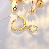 Brass Micro Pave Clear Cubic Zirconia Hoop Earrings WGE85EC-08-1