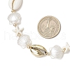 Summer Synthetic Turquoise Starfish & Natural Cowrie Shell & White Imitation Pearl Adjustable Beaded Necklaces NJEW-JN05270-02-3