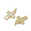Brass Pave Natural White Shell Pendants KK-Z115-12G-2